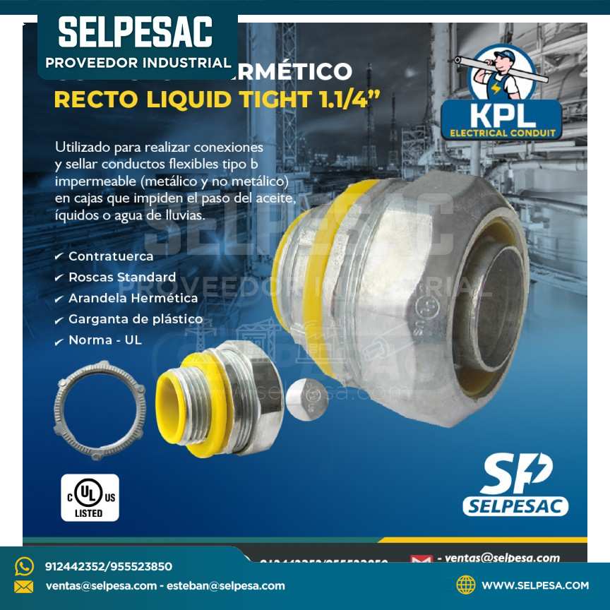 KPL - CONECTOR HERMÉTICO RECTO LIQUID TIGHT 1.1/4´´ UL