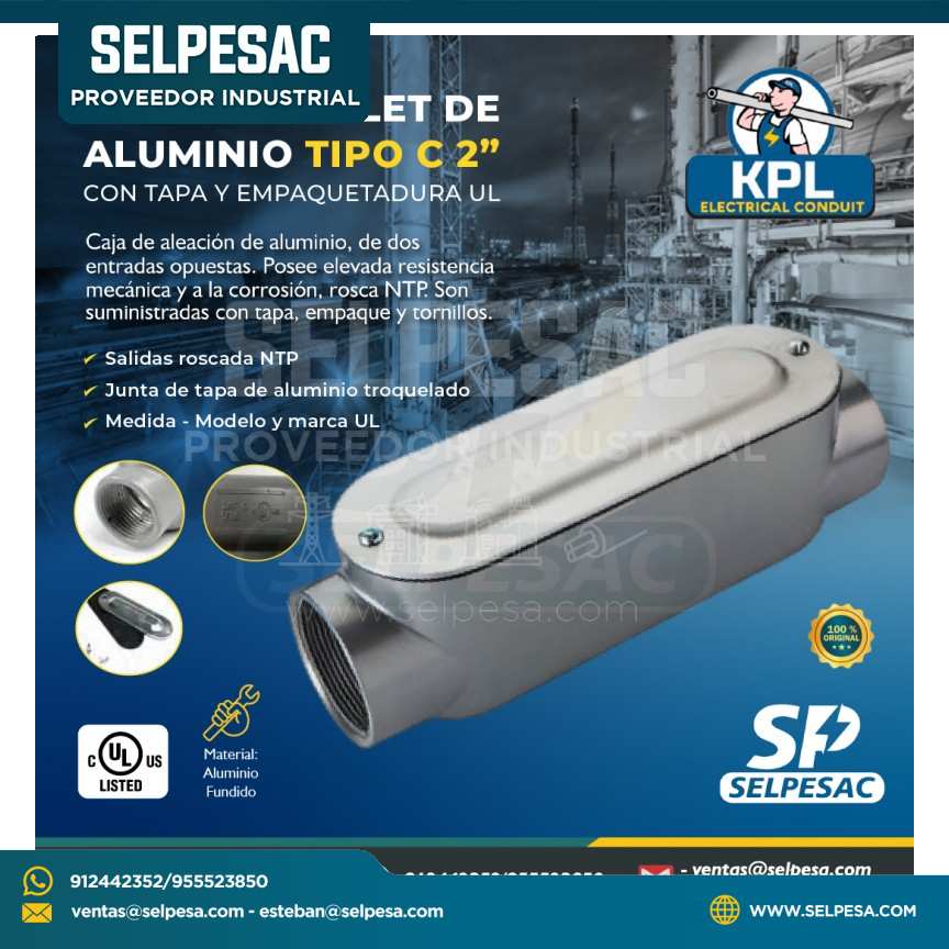 KPL - CAJA CONDULET DE ALUMINIO TIPO C 2´´ UL C/TAPA