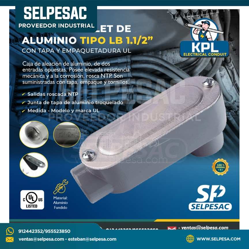 KPL - CAJA CONDULET DE ALUMINIO TIPO LB 1.1/2´´ UL C/TAPA