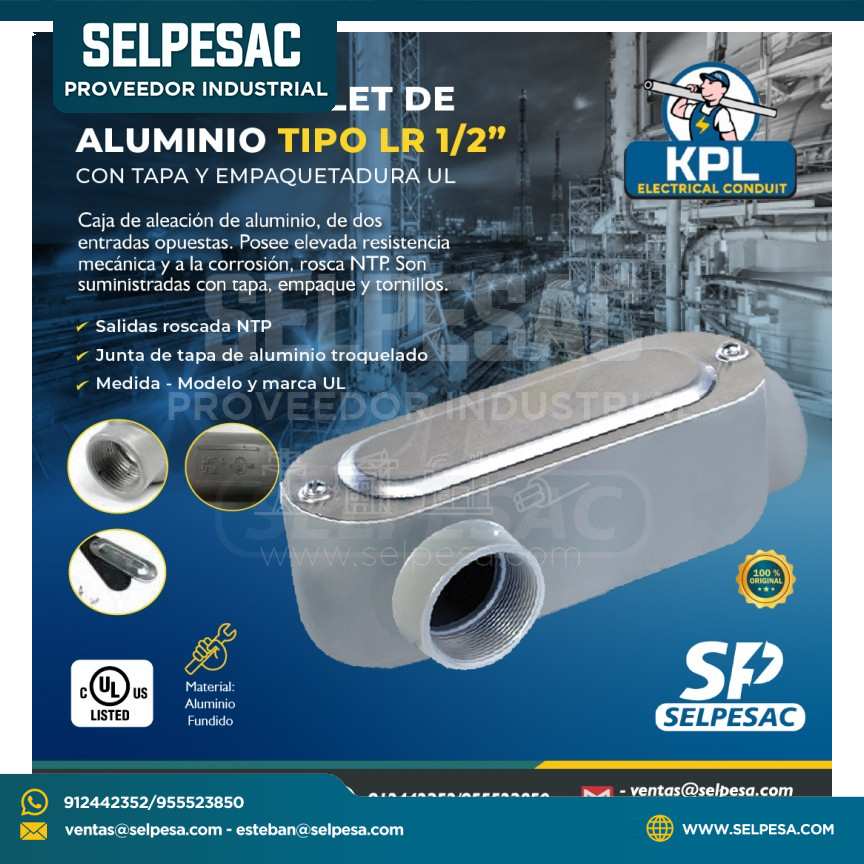 KPL - CAJA CONDULET DE ALUMINIO TIPO LL 1/2´´ UL C/TAPA