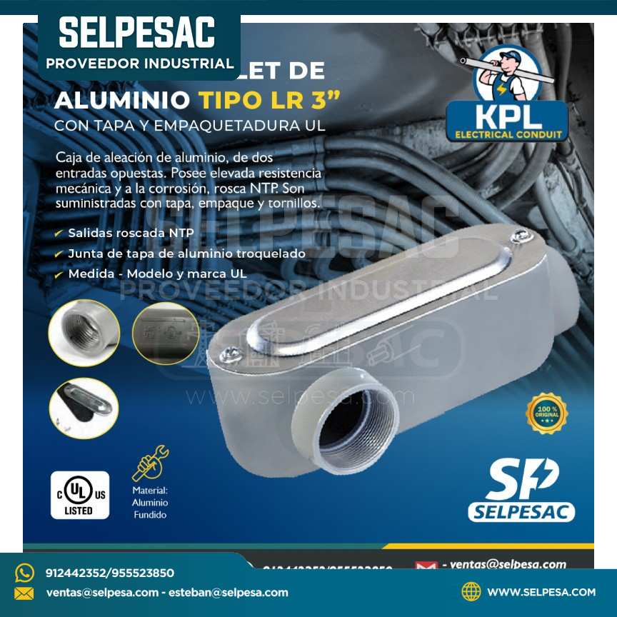 KPL - CAJA CONDULET DE ALUMINIO TIPO LL 3´´ UL C/TAPA