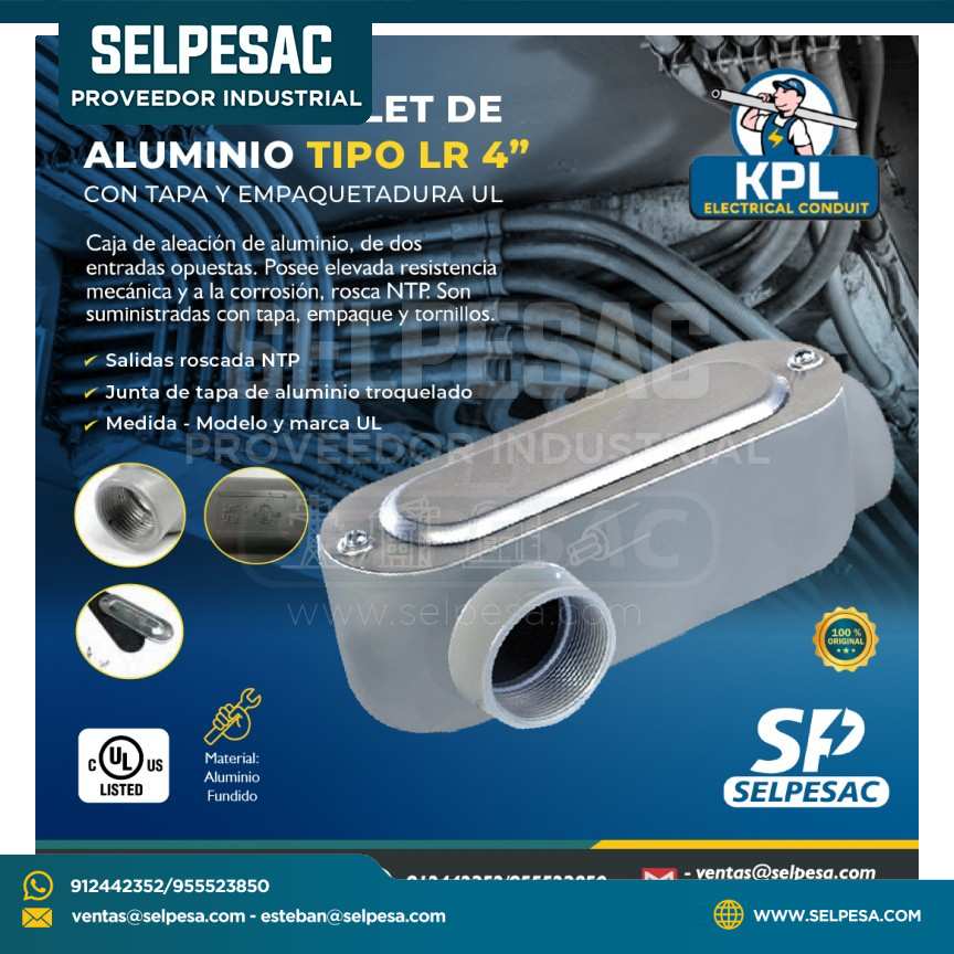 KPL - CAJA CONDULET DE ALUMINIO TIPO LL 4´´ UL C/TAPA