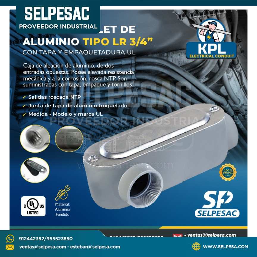 KPL - CAJA CONDULET DE ALUMINIO TIPO LR 3/4´´ UL C/TAPA