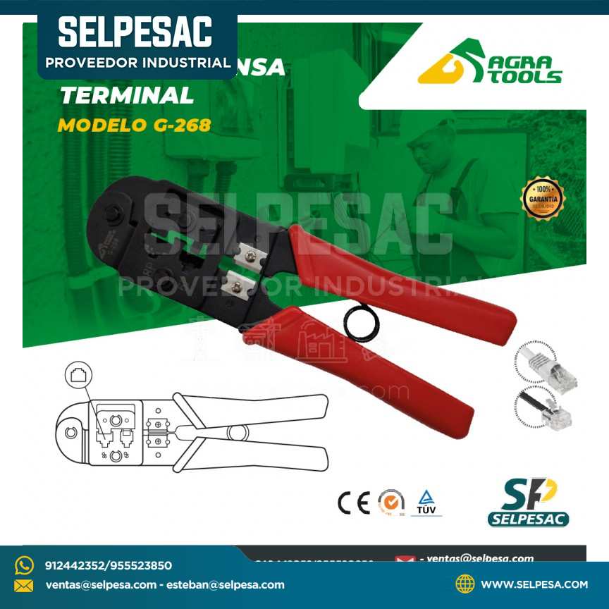 AGRA TOOLS - ALICATE PRENSA TERMINAL MODELO G-268