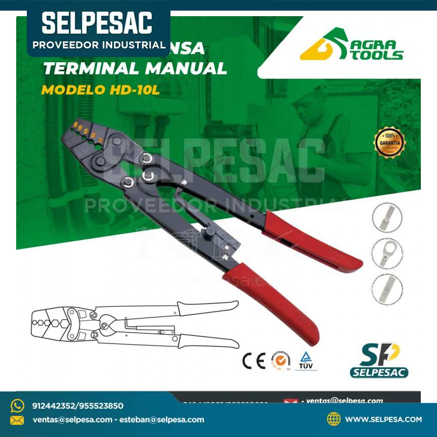 AGRA TOOLS - ALICATE PRENSA TERMINAL MANUAL MODELO HD-10L