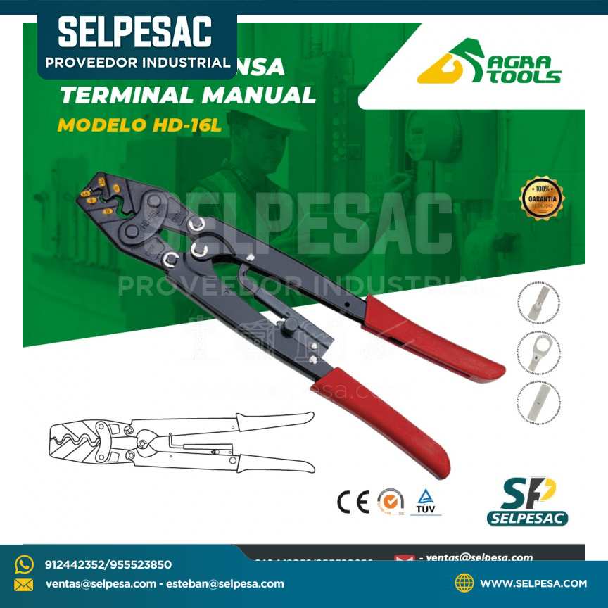 AGRA TOOLS - ALICATE PRENSA TERMINAL MANUAL MODELO HD-16L