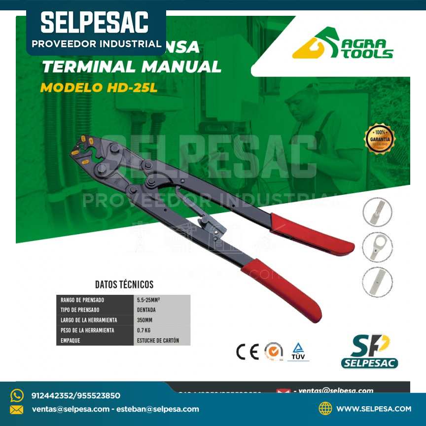 AGRA TOOLS - ALICATE PRENSA TERMINAL MANUAL MODELO HD-25L