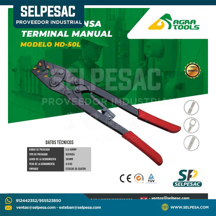 AGRA TOOLS - ALICATE PRENSA TERMINAL MANUAL MODELO HD-50L