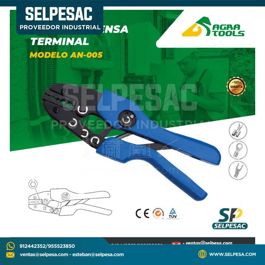 AGRA TOOLS - ALICATE PRENSA TERMINAL MODELO AN-005