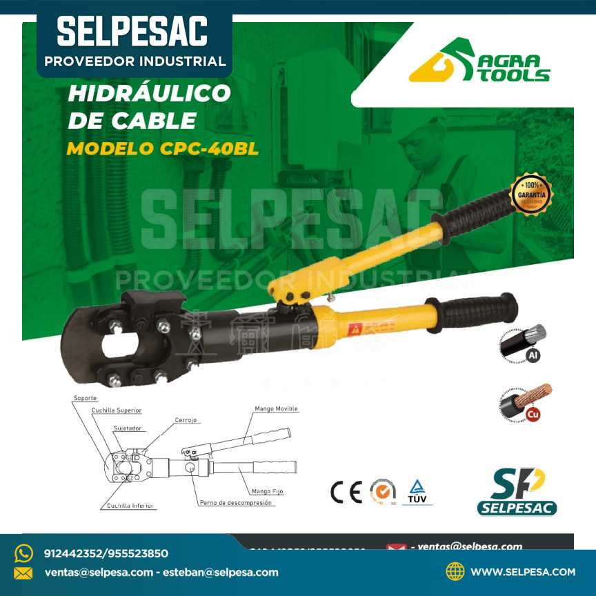 AGRA TOOLS - CORTADOR HIDRÁULICO DE CABLE MODELO CPC-40BL