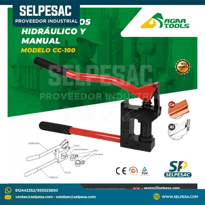 AGRA TOOLS - SACABOCADOS HIDRÁULICO Y MANUAL MODELO CC-100