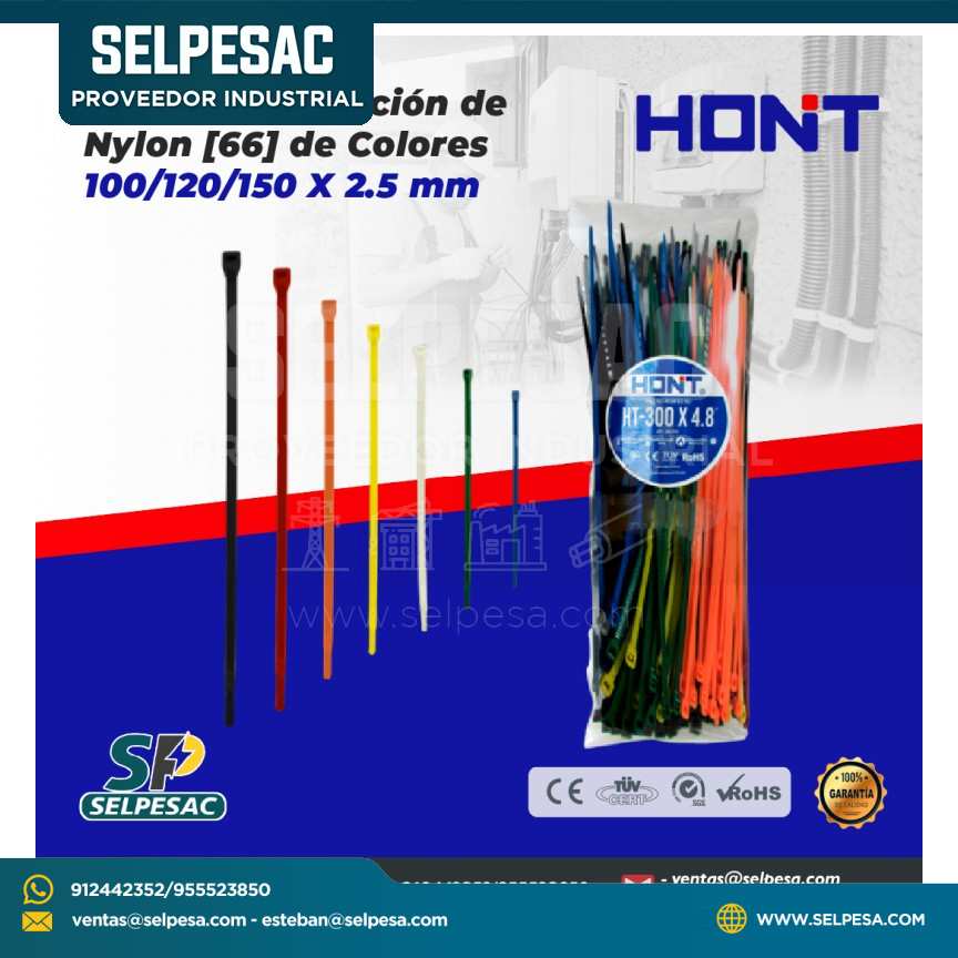 HONT - CINTILLO DE SUJECIÓN DE NYLON (66) COLORES 100-120-150 X 2.5MM