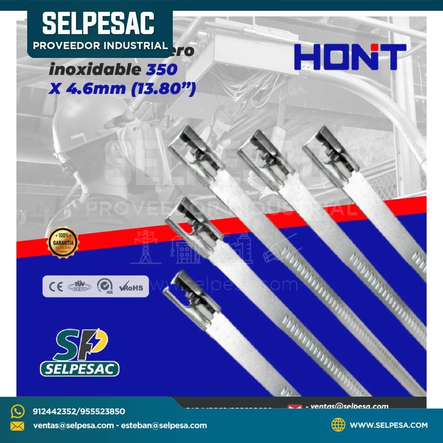 HONT - CINTILLO DE ACERO INOXIDABLE 350 X 4.6MM (13.80´´)