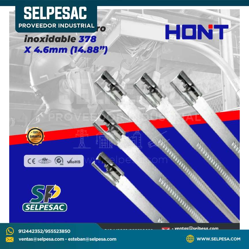 HONT - CINTILLO DE ACERO INOXIDABLE 378 X 4.6MM (14.88´´)