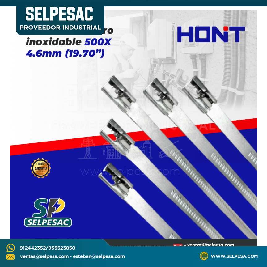 HONT - CINTILLO DE ACERO INOXIDABLE 500 X 4.6MM (19.70´´)