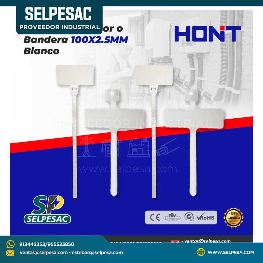 HONT - CINTILLO MARCADOR O BANDERA 200 X 2.5 MM BLANCO