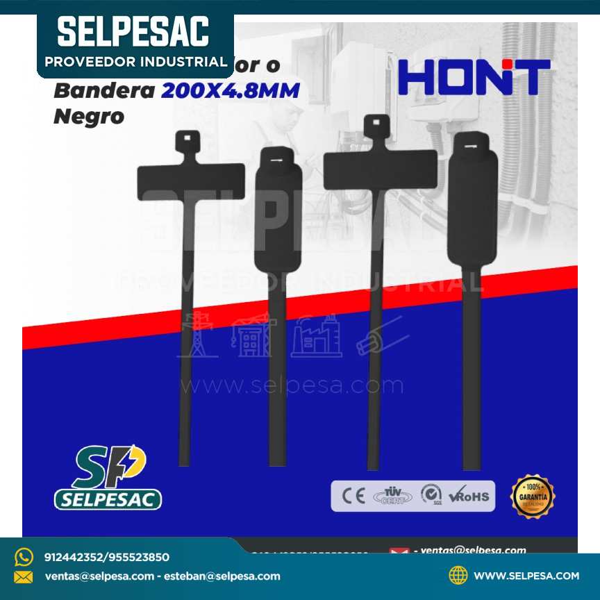 HONT - CINTILLO MARCADOR O BANDERA 200 X 4.8MM NEGRO