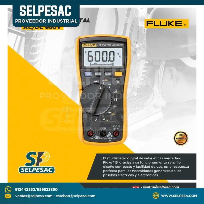 FLUKE - MULTÍMETRO DIGITAL ACDC 600V