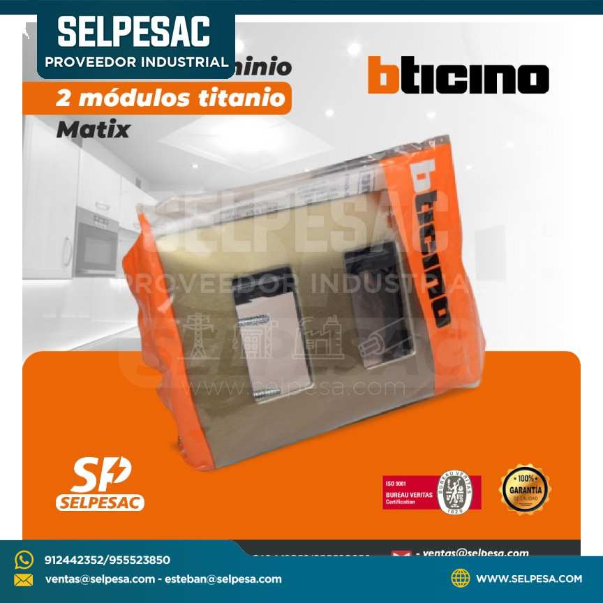 BTICINO - PLACA DE ALUMINIO 2 MÓDULOS TITANIO MATIX