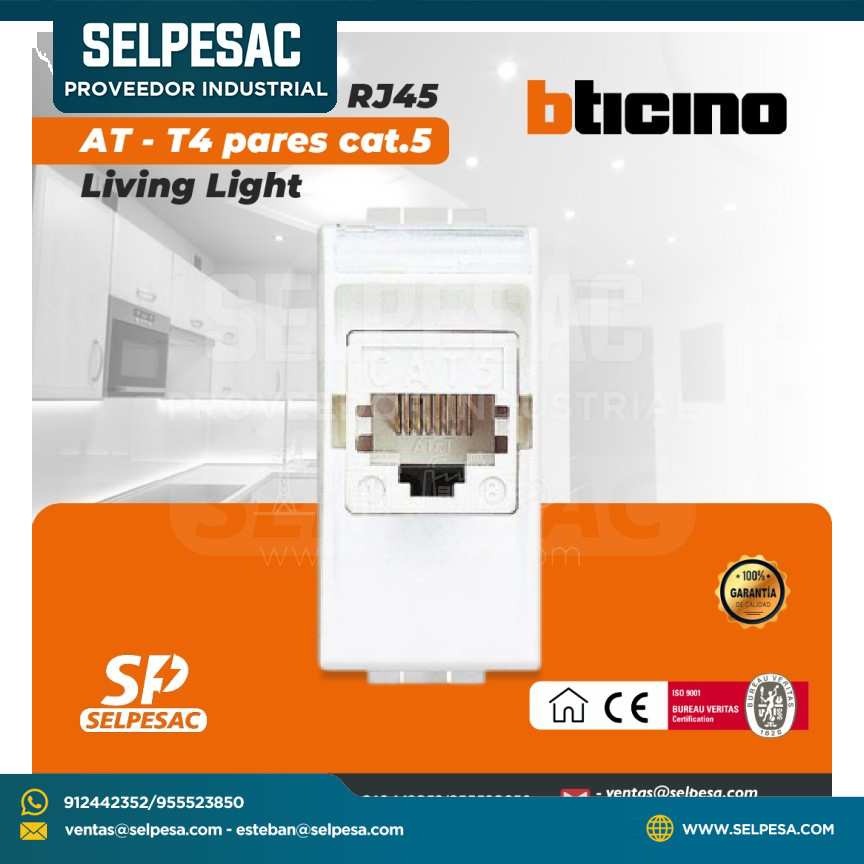 BTICINO - CONECTOR UTP R345 AT - T4 PARES CAT.5 LIVING LIGHT
