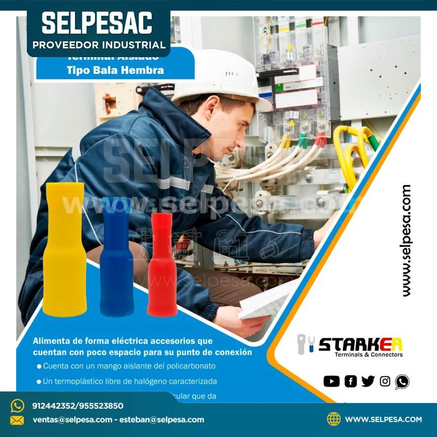 STARKER TERMINAL AISLADO TIPO BALA EMBRA ROJO CABLE 18-16AWG