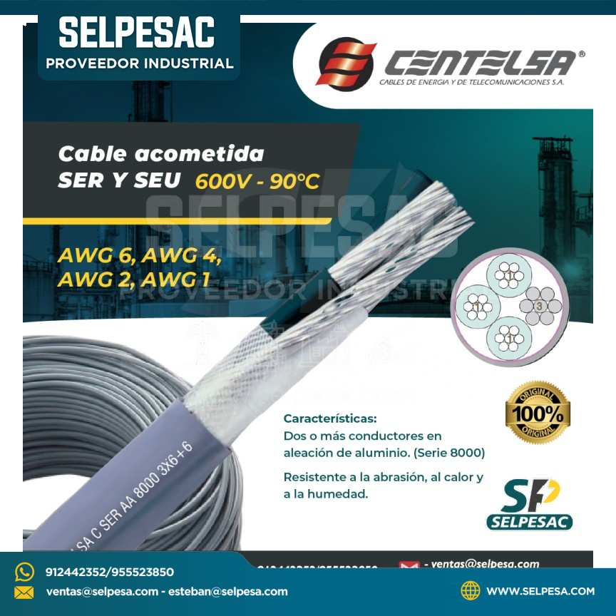CENTELSA - CABLE ACOMETIDA SER Y SEU 600W 90°C