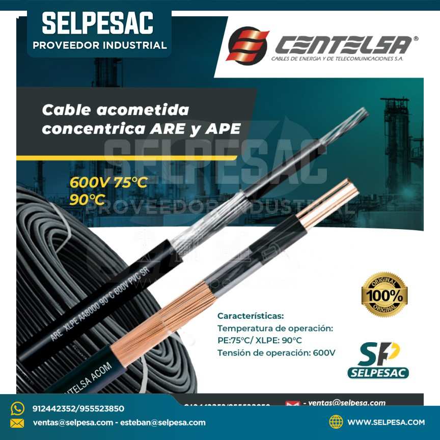 CENTELSA - CABLE DE ACOMETIDA ARE Y APE 600V 75°C 90°C
