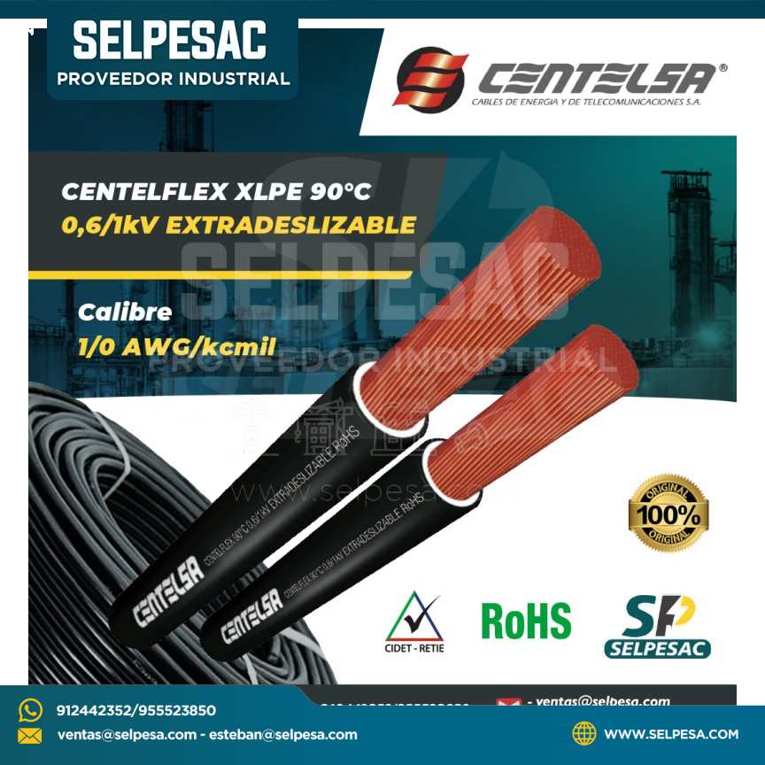 CENTELSA - CENTELFLEX 90°C 0,6/ 1 kV EXTRADESLIZABLE 1-0 AWG