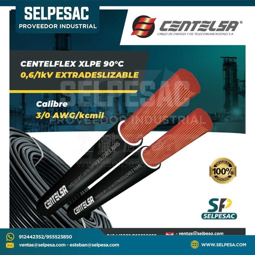 CENTELSA - CENTELFLEX 90°C 0,6/1 kV EXTRADESLIZABLE 3/0 AWG