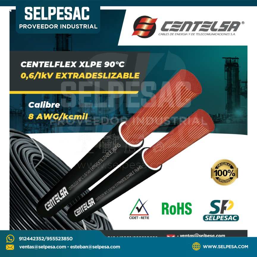CENTELSA - CENTELFLEX 90°C 0,6/ 1 kV EXTRADESLIZABLE 8 AWG