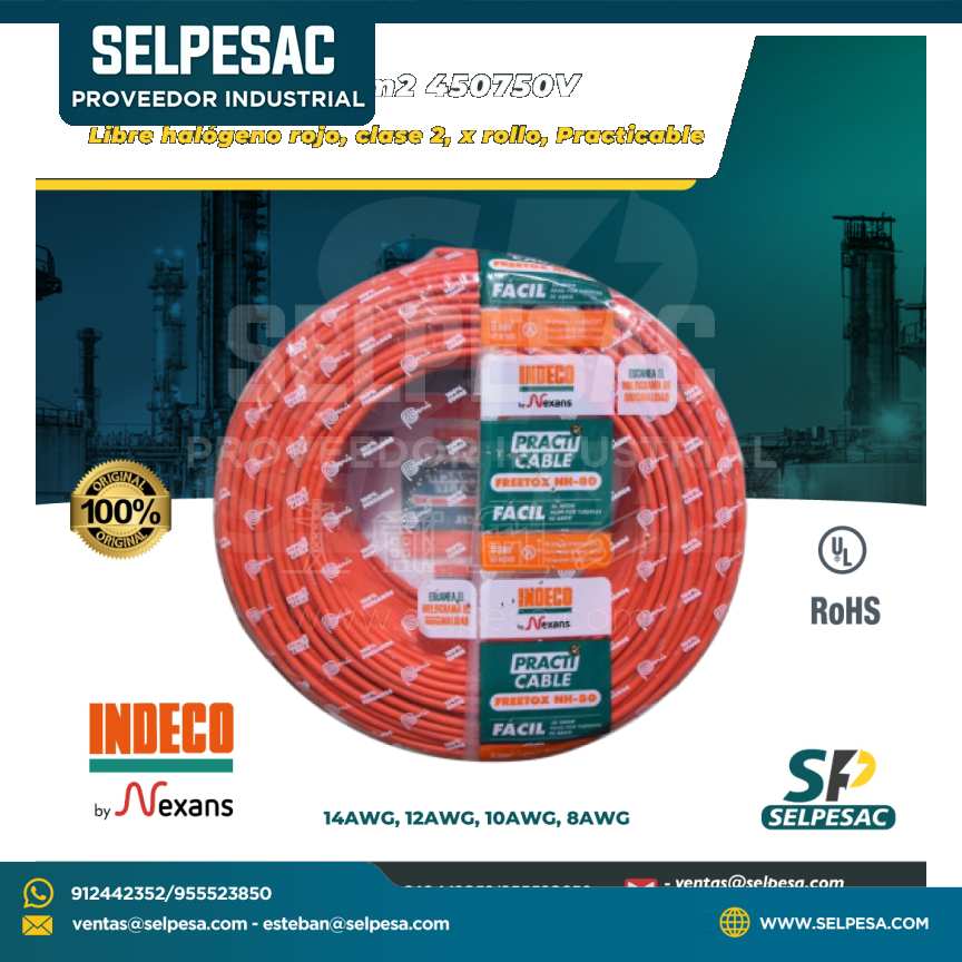 INDECO - CABLE NH-90 6MM2 450-750V LIBRE DE HALÓGENO ROJO