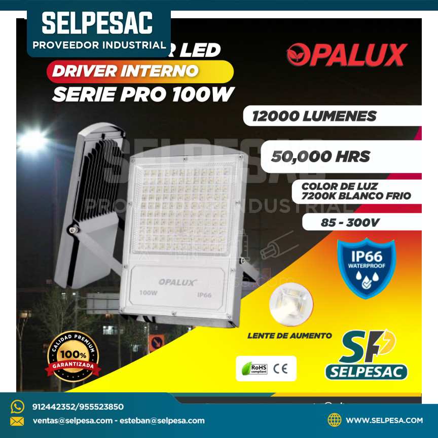 OPALUX - REFLECTOR LED DRIVER INTERNO SERIE PRO IP66 100W
