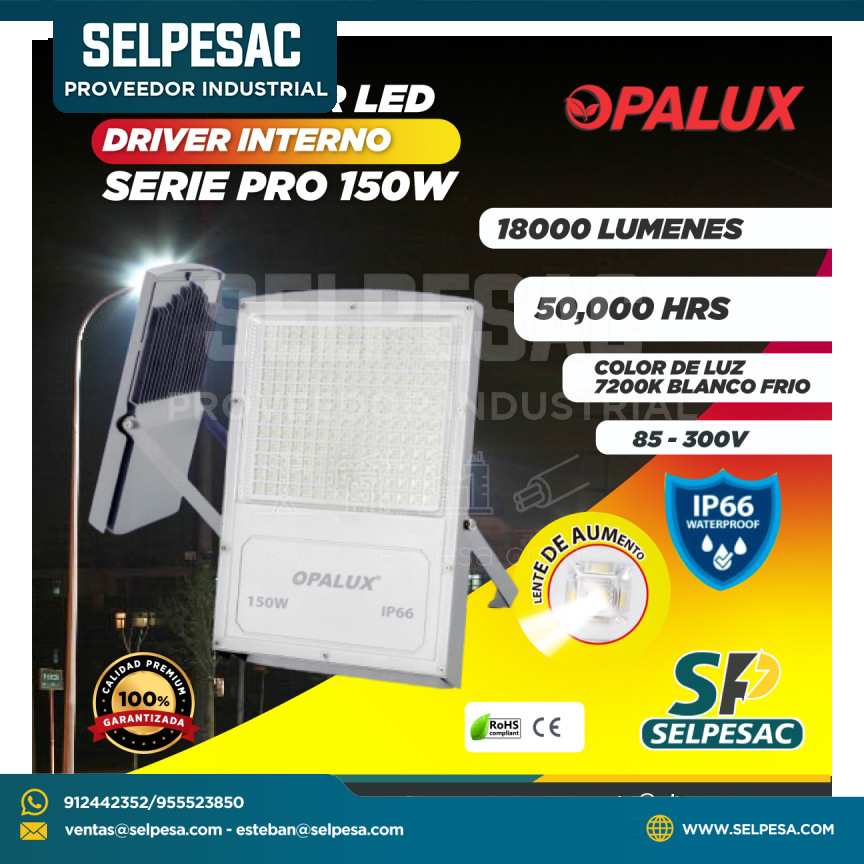 OPALUX - REFLECTOR LED DRIVER INTERNO SERIE PRO IP66 150W