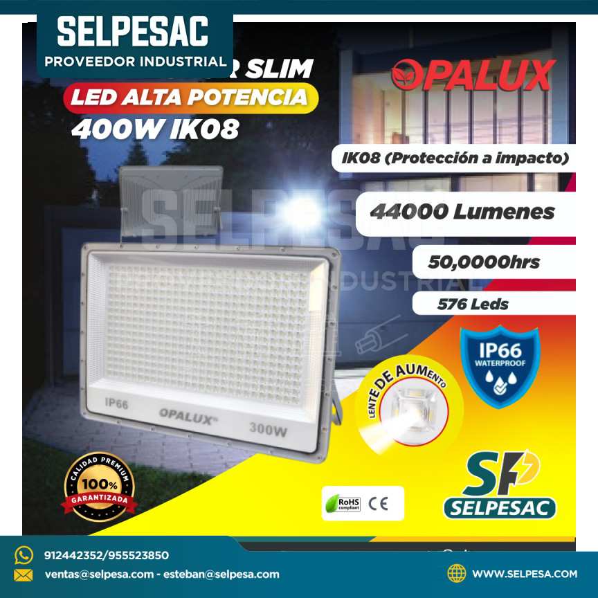 OPALUX - REFLECTOR SLIM LED ALTA POTENCIA 400W IK08