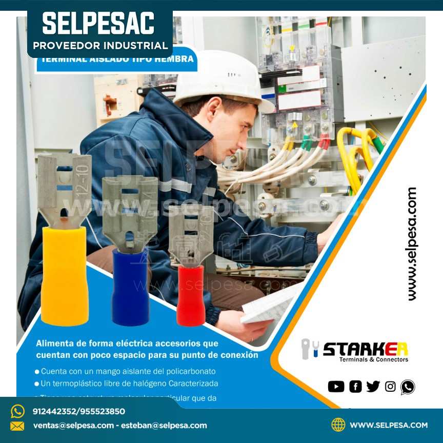 STARKER TERMINAL AISLADO TIPO EMBRA AMARILLO CABLE 12-10AWG
