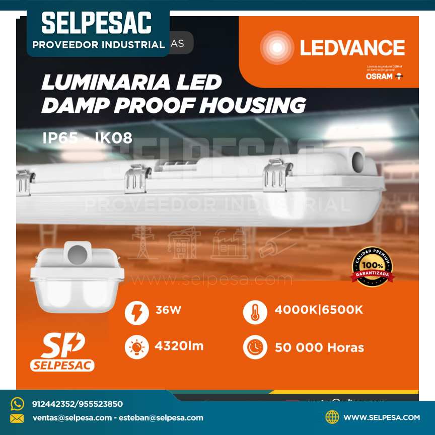 LEDVANCE - LUMINARIA LED DAMP PROOF HOUSING 36W 4320LM 4000K/6500K