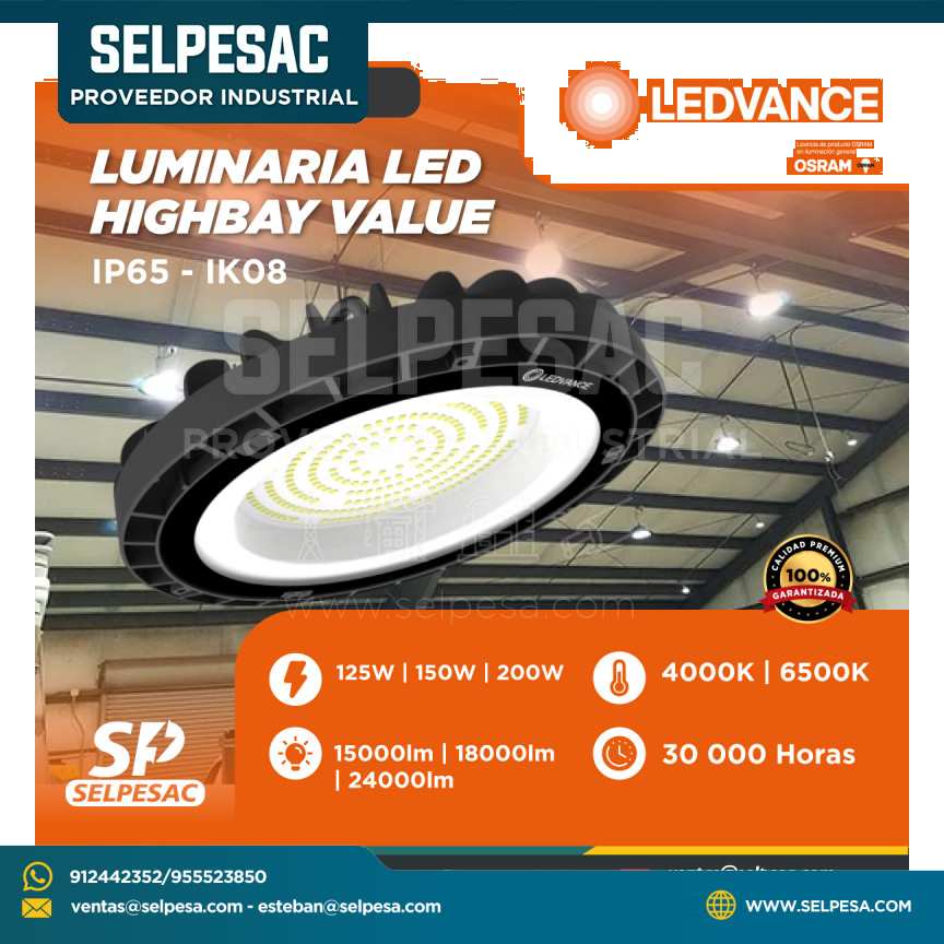 LEDVANCE - LUMINARIA LED HIGHBAY VALUE 150W 4000K 19500LM BIV