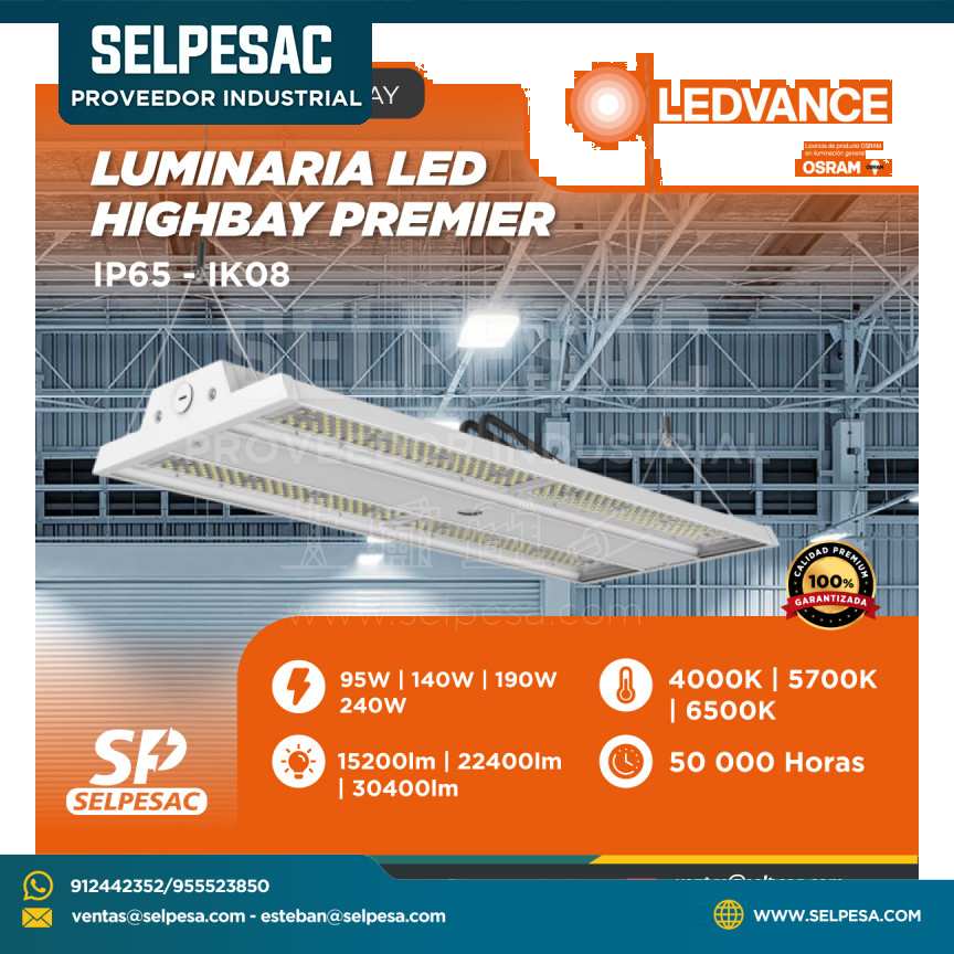 LEDVANCE - LUMINARIA LED HIGHBAY PREMIER 140W 5000K HRO I