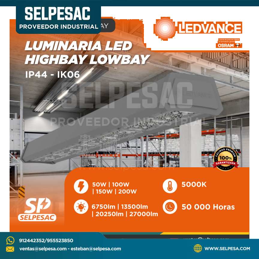 LEDVANCE- LUMINARIA LED HIGHBAY LOWBAY IP44 5000K