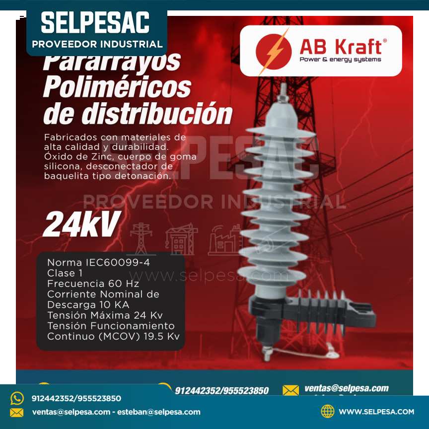 AB KRAFT - PARARRAYOS POLIMÉRICOS DE DISTRIBUCIÓN 24KV
