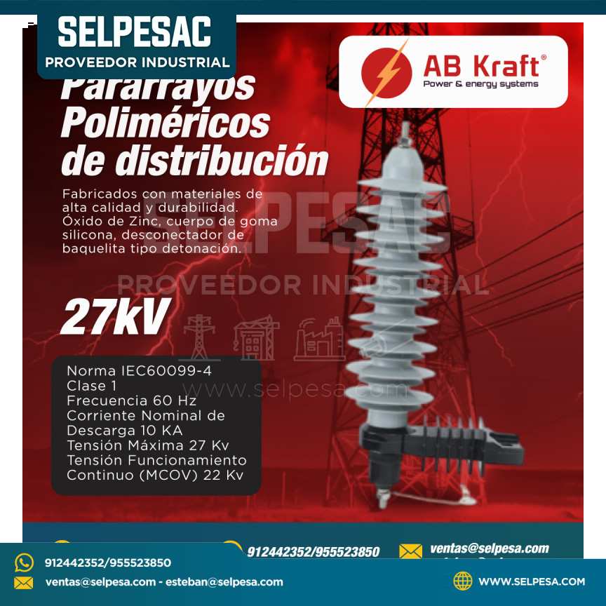 AB KRAFT - PARARRAYOS POLIMÉRICOS DE DISTRIBUCIÓN 27KV