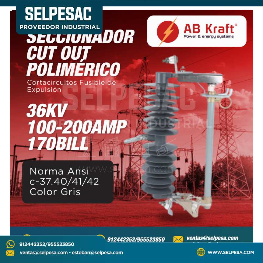 AB KRAFT SECCIONADOR CUT OUT POLIMÉRICO 36KV 100- 200AMP 170BILL