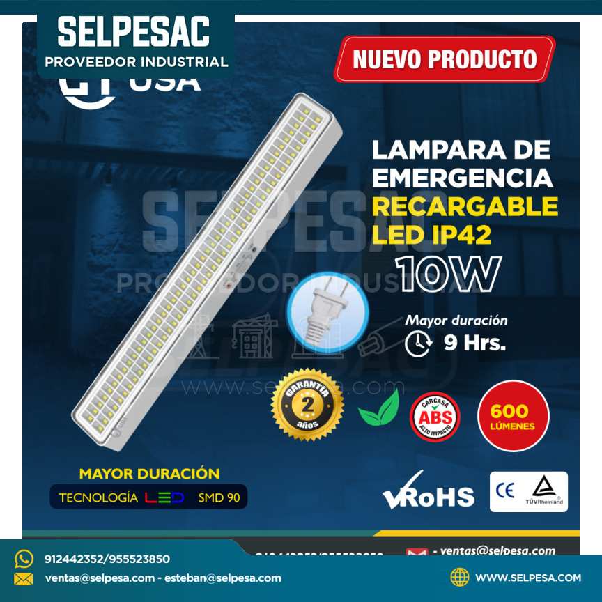 LTUSA - LAMPARAS DE EMERGENCIA 10W IP42 600 LUMENES