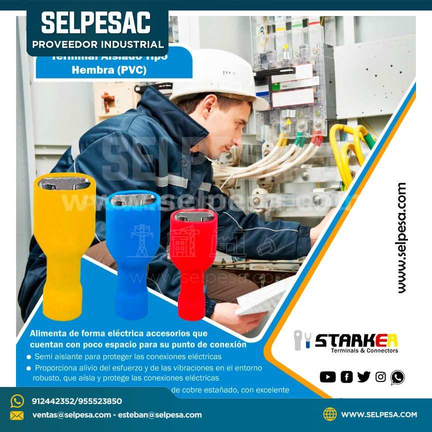 STARKER TERMINAL AISLADO TIPO EMBRA HERMETICO AMARILLO CABLE 12-10AWG
