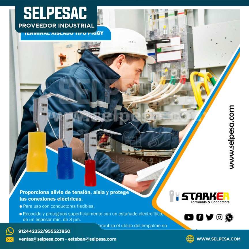 STARKER TERMINAL AISLADO TIPO PIGGY EMBRA AMARILLO CABLE 12-10AWG
