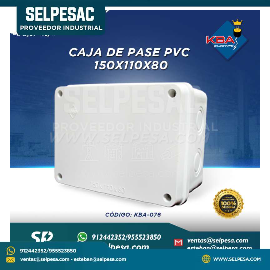 KBA - CAJA DE PASE PVC BLANCO 150X110X80 (6´´x4´´x2´´) KBA-076