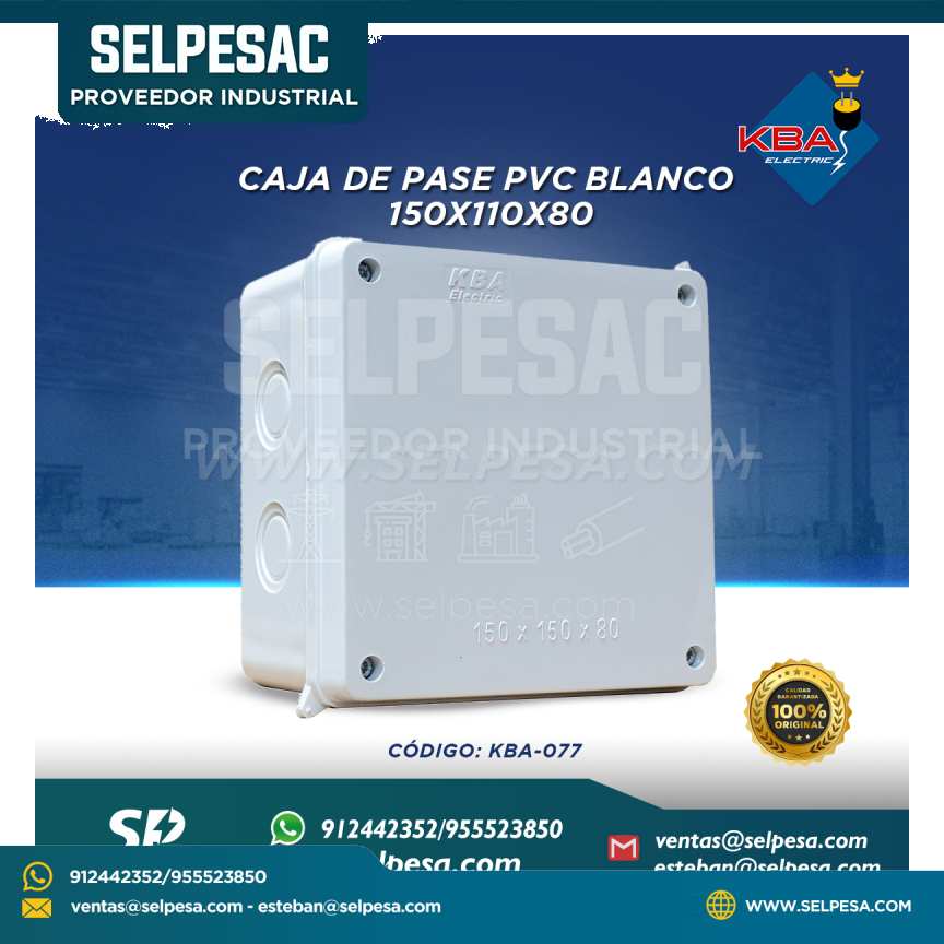 KBA -  CAJA DE PASE PVC BLANCO 150X110X80 KBA-077 (6´´x6´´x3´´)