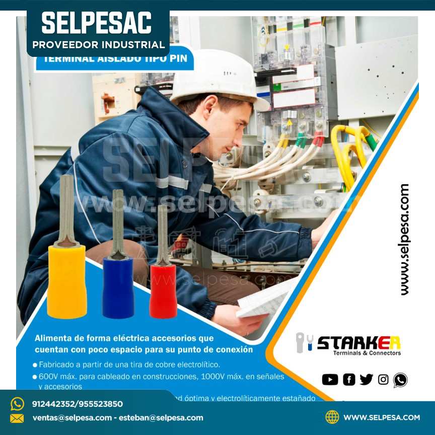 STARKER TERMINAL AISLADO TIPO PIN AZUL CABLE 16-14AWG