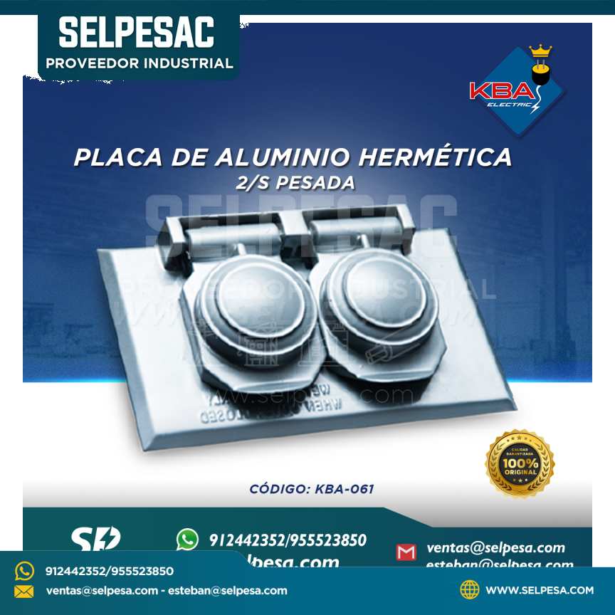 KBA - PLACA DE ALUMINIO HERMÉTICA 2 SALIDAS PESADA KBA-061