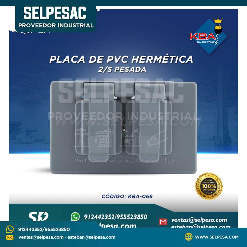 KBA - PLACA DE PVC HERMÉTICA 2 SALIDAS PESADA KBA-066